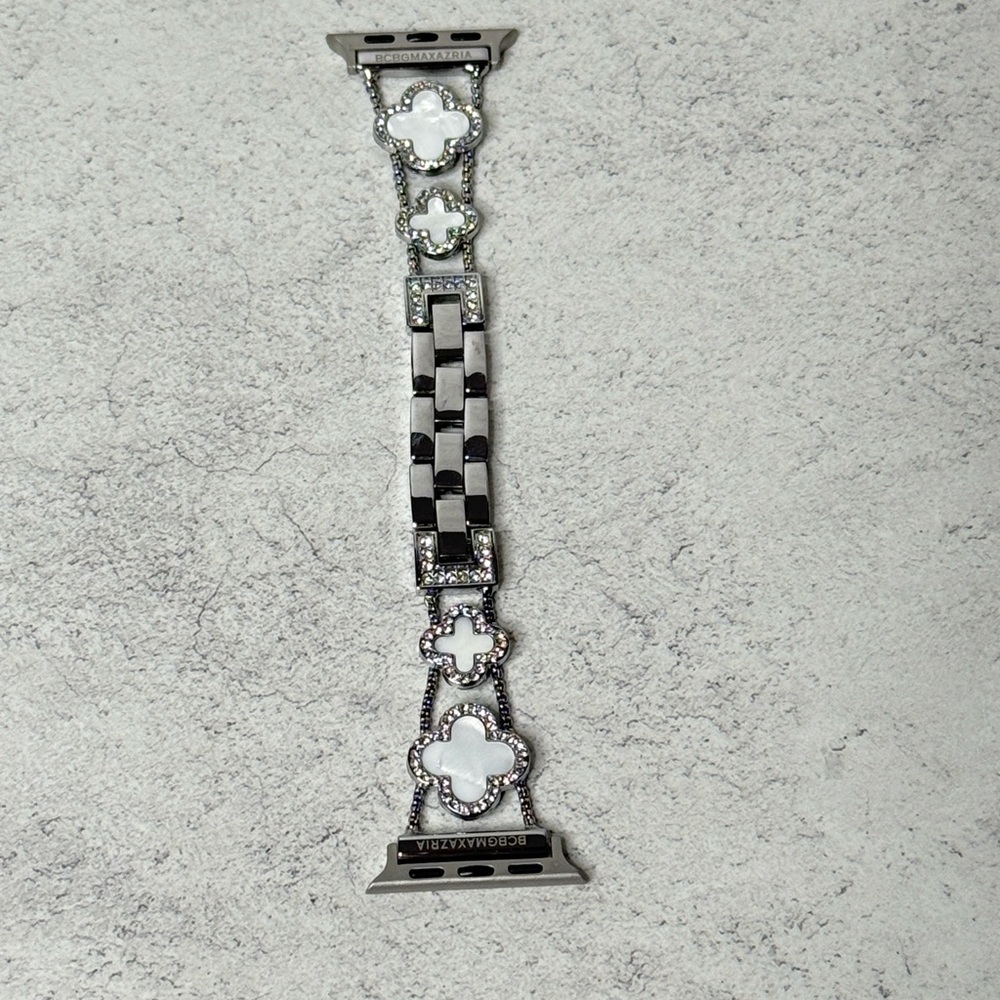 Silver and White Watch Band